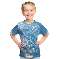 Personalised New Zealand Autism Awareness Kid T Shirt NZ Fern With Maori Koru Lizard LT14 Blue - Polynesian Pride