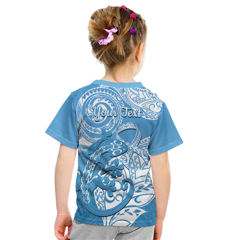 Personalised New Zealand Autism Awareness Kid T Shirt NZ Fern With Maori Koru Lizard LT14 - Polynesian Pride