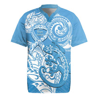 Personalised New Zealand Autism Awareness Rugby Jersey NZ Fern With Maori Koru Lizard LT14 Blue - Polynesian Pride