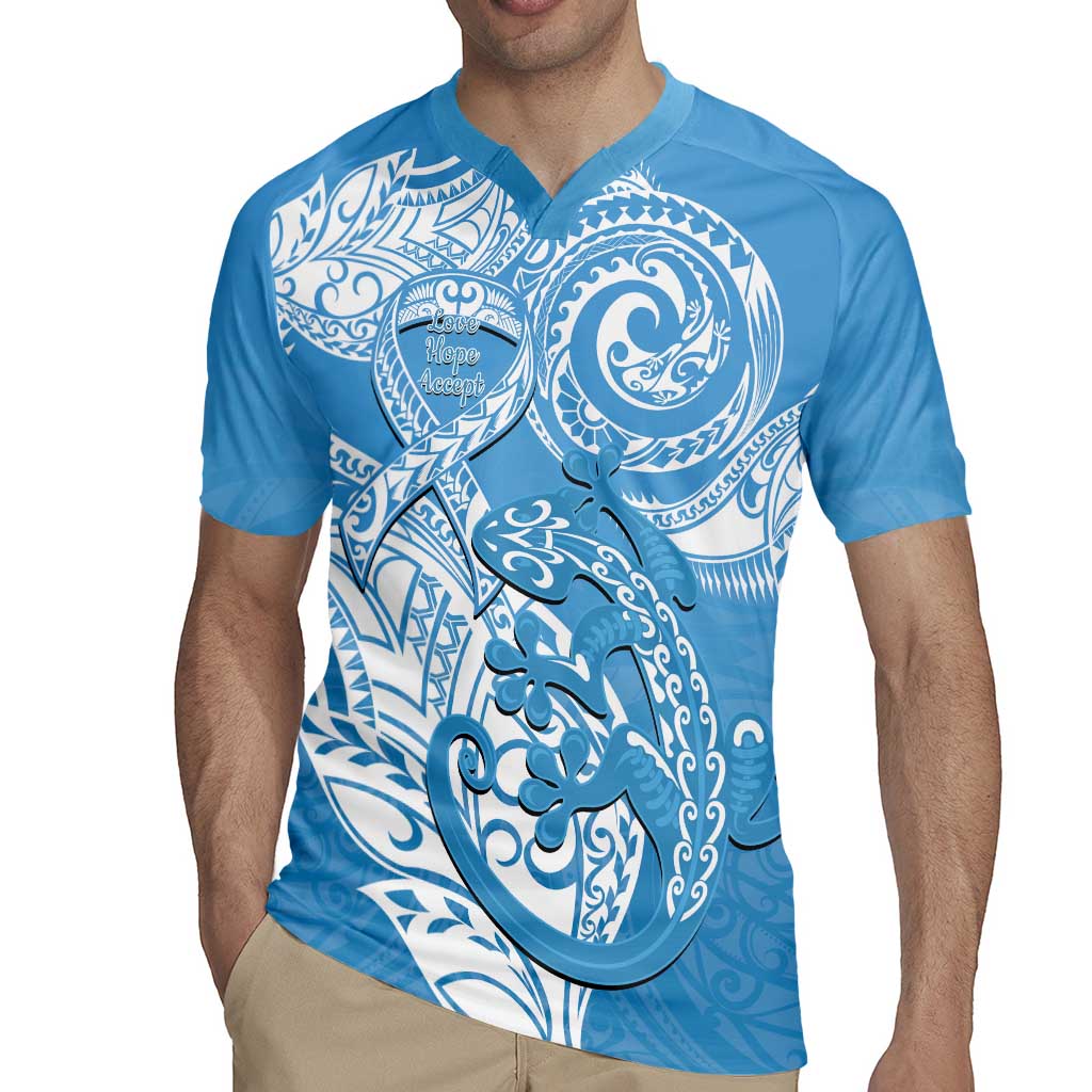 Personalised New Zealand Autism Awareness Rugby Jersey NZ Fern With Maori Koru Lizard LT14 - Polynesian Pride
