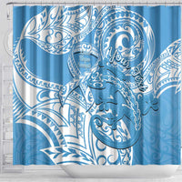 Personalised New Zealand Autism Awareness Shower Curtain NZ Fern With Maori Koru Lizard LT14 - Polynesian Pride