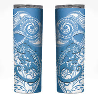 New Zealand Autism Awareness Skinny Tumbler NZ Fern With Maori Koru Lizard LT14 Blue - Polynesian Pride