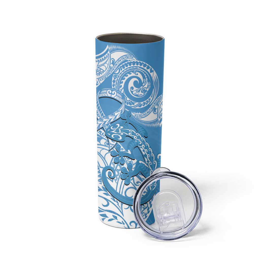 New Zealand Autism Awareness Skinny Tumbler NZ Fern With Maori Koru Lizard LT14 - Polynesian Pride