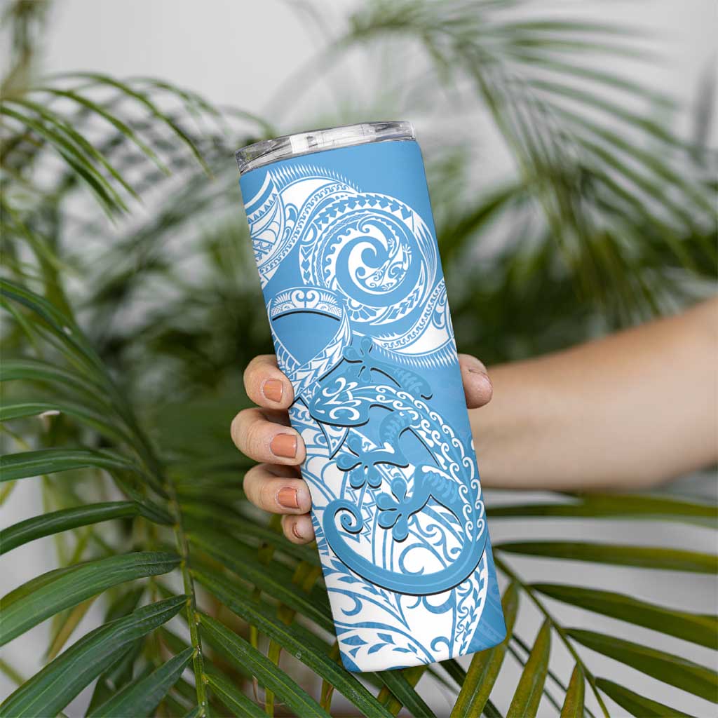 New Zealand Autism Awareness Skinny Tumbler NZ Fern With Maori Koru Lizard LT14 - Polynesian Pride