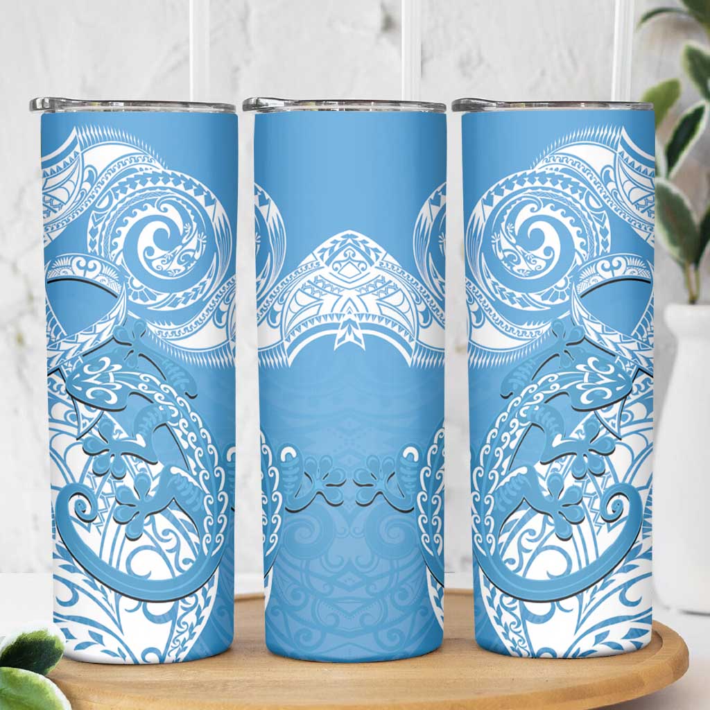 New Zealand Autism Awareness Skinny Tumbler NZ Fern With Maori Koru Lizard LT14 - Polynesian Pride