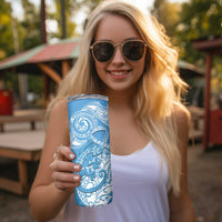 New Zealand Autism Awareness Skinny Tumbler NZ Fern With Maori Koru Lizard LT14 - Polynesian Pride