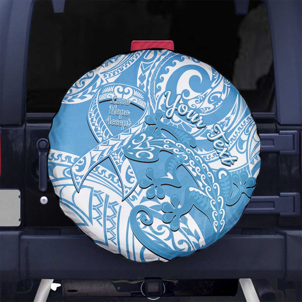 Personalised New Zealand Autism Awareness Spare Tire Cover NZ Fern With Maori Koru Lizard LT14 - Polynesian Pride