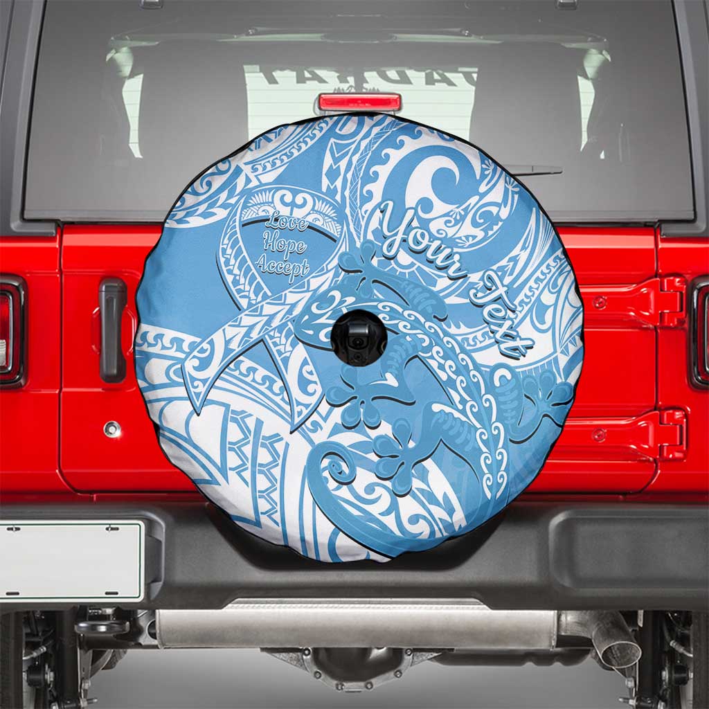 Personalised New Zealand Autism Awareness Spare Tire Cover NZ Fern With Maori Koru Lizard LT14 - Polynesian Pride
