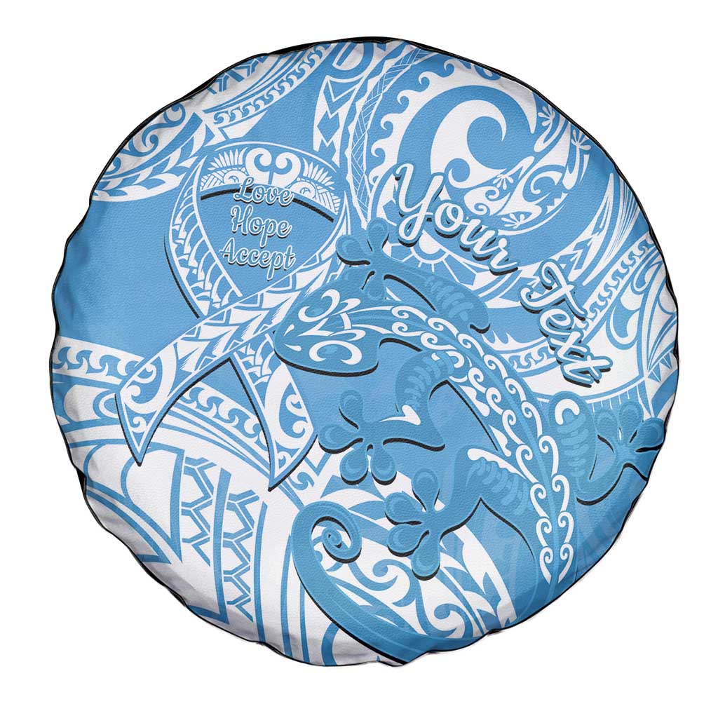 Personalised New Zealand Autism Awareness Spare Tire Cover NZ Fern With Maori Koru Lizard LT14 - Polynesian Pride