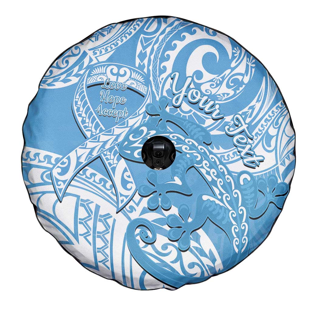 Personalised New Zealand Autism Awareness Spare Tire Cover NZ Fern With Maori Koru Lizard LT14 - Polynesian Pride