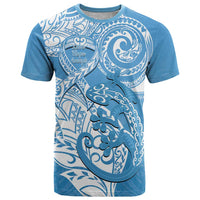 Personalised New Zealand Autism Awareness T Shirt NZ Fern With Maori Koru Lizard LT14 Blue - Polynesian Pride
