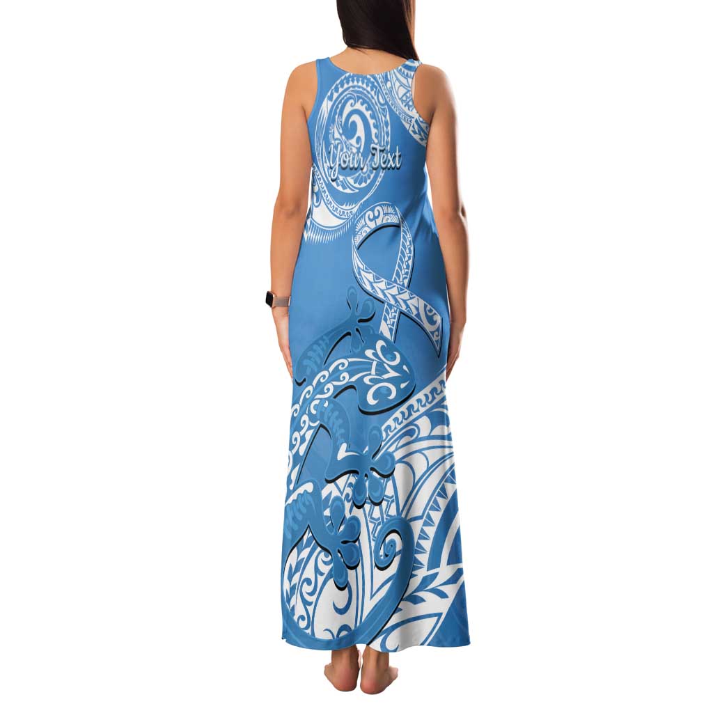 Personalised New Zealand Autism Awareness Tank Maxi Dress NZ Fern With Maori Koru Lizard LT14 - Polynesian Pride