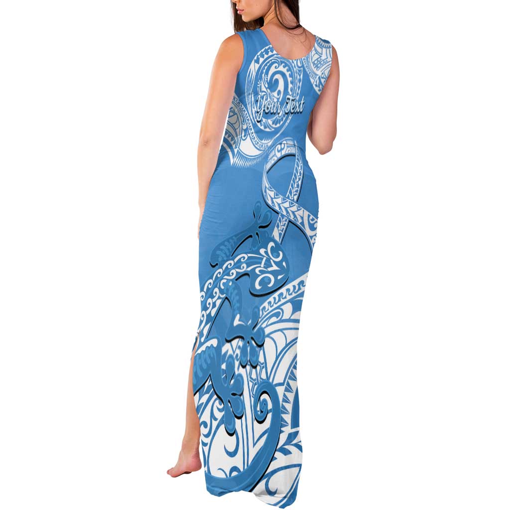 Personalised New Zealand Autism Awareness Tank Maxi Dress NZ Fern With Maori Koru Lizard LT14 - Polynesian Pride