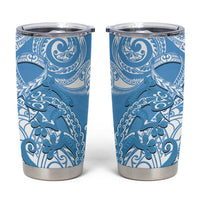 New Zealand Autism Awareness Tumbler Cup NZ Fern With Maori Koru Lizard LT14 Blue - Polynesian Pride