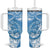 New Zealand Autism Awareness Tumbler With Handle NZ Fern With Maori Koru Lizard