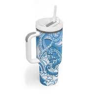 New Zealand Autism Awareness Tumbler With Handle NZ Fern With Maori Koru Lizard LT14 - Polynesian Pride