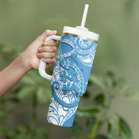 New Zealand Autism Awareness Tumbler With Handle NZ Fern With Maori Koru Lizard LT14 - Polynesian Pride