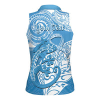 Personalised New Zealand Autism Awareness Women Sleeveless Polo Shirt NZ Fern With Maori Koru Lizard LT14 - Polynesian Pride