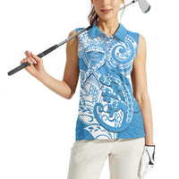 Personalised New Zealand Autism Awareness Women Sleeveless Polo Shirt NZ Fern With Maori Koru Lizard LT14 - Polynesian Pride