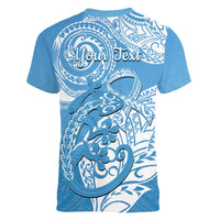 Personalised New Zealand Autism Awareness Women V-Neck T-Shirt NZ Fern With Maori Koru Lizard LT14 - Polynesian Pride