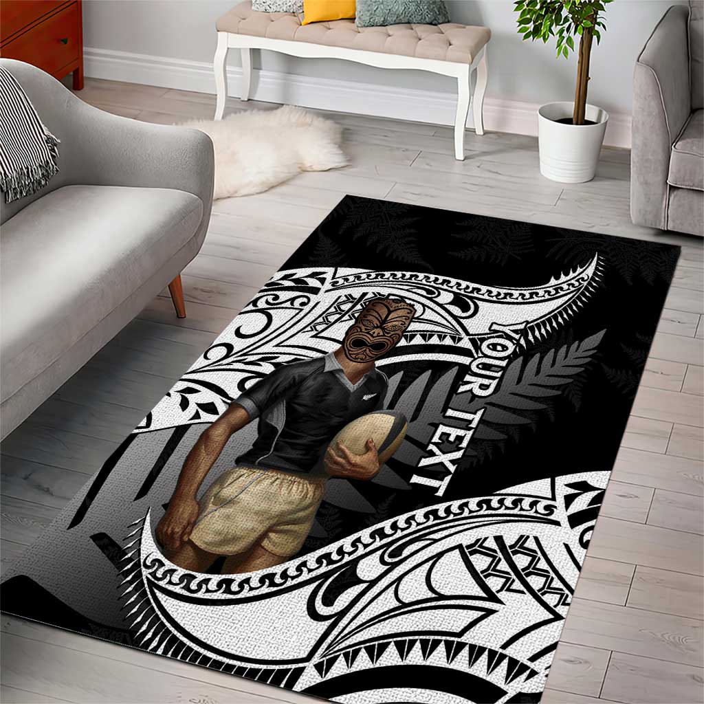 Custom New Zealand Silver Fern Rugby Area Rug 2024 Aotearoa Maori Mascot Go All Black LT14 - Polynesian Pride