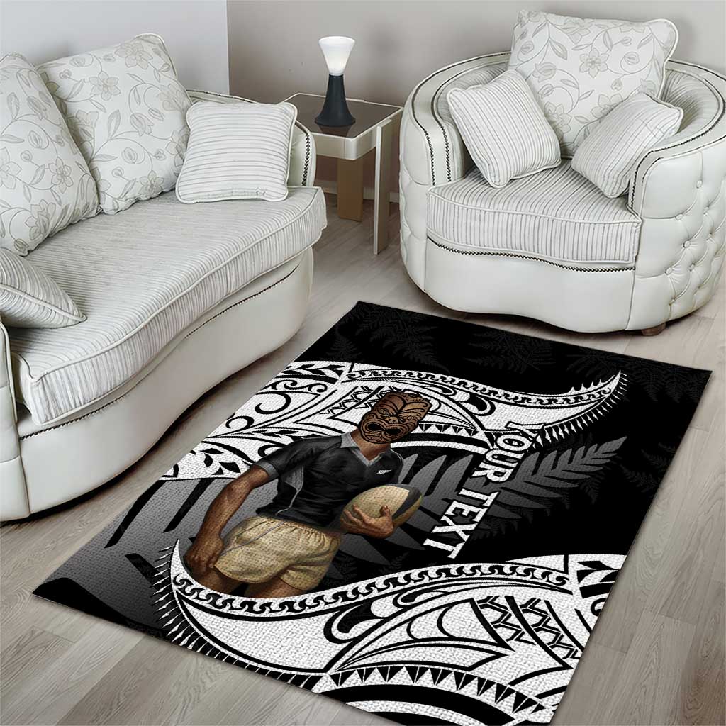 Custom New Zealand Silver Fern Rugby Area Rug 2024 Aotearoa Maori Mascot Go All Black LT14 - Polynesian Pride