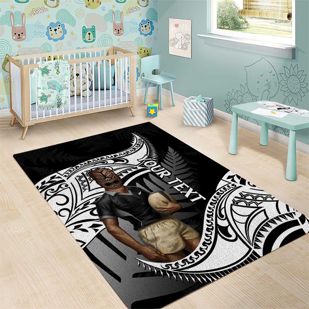 Custom New Zealand Silver Fern Rugby Area Rug 2024 Aotearoa Maori Mascot Go All Black LT14 - Polynesian Pride