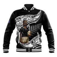 Custom New Zealand Silver Fern Rugby Baseball Jacket 2024 Aotearoa Maori Mascot Go All Black LT14 Unisex Black - Polynesian Pride