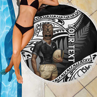Custom New Zealand Silver Fern Rugby Beach Blanket 2024 Aotearoa Maori Mascot Go All Black LT14 - Polynesian Pride