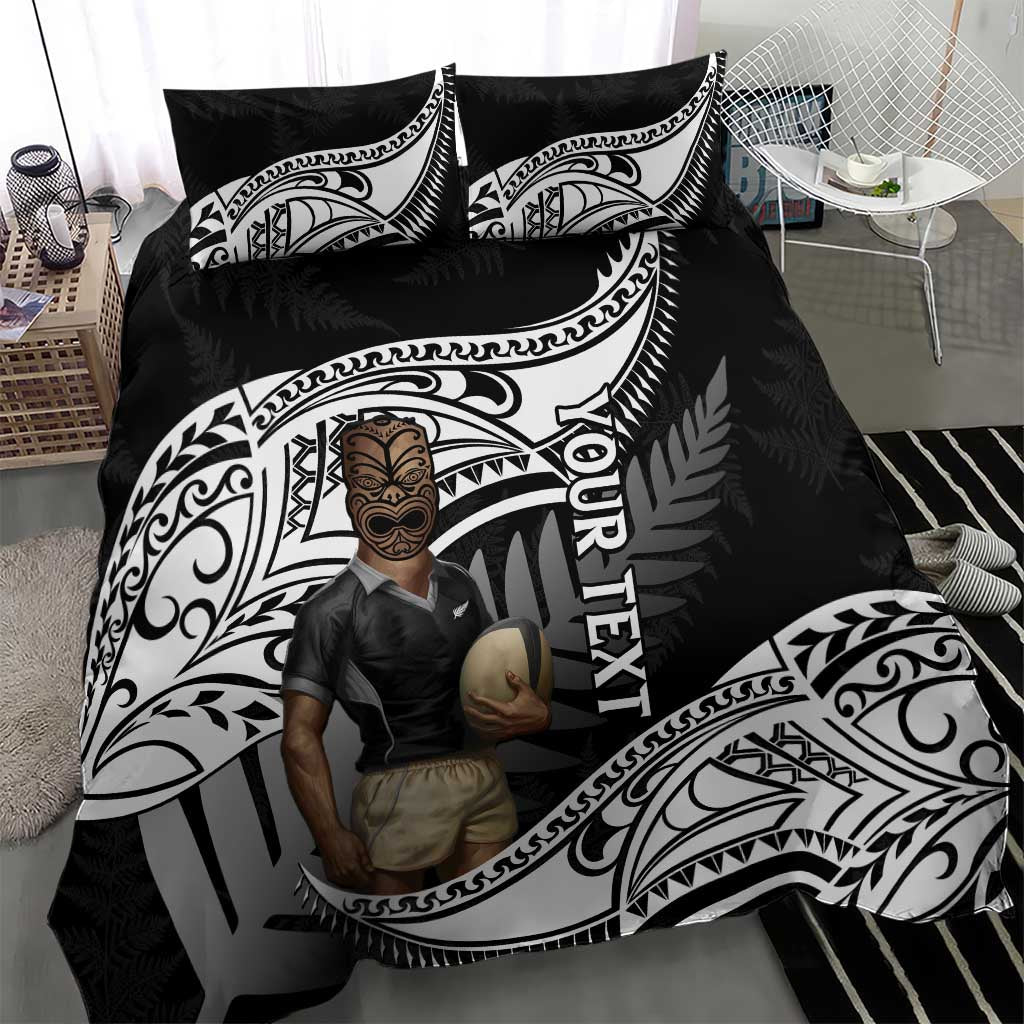 Custom New Zealand Silver Fern Rugby Bedding Set 2024 Aotearoa Maori Mascot Go All Black LT14 - Polynesian Pride