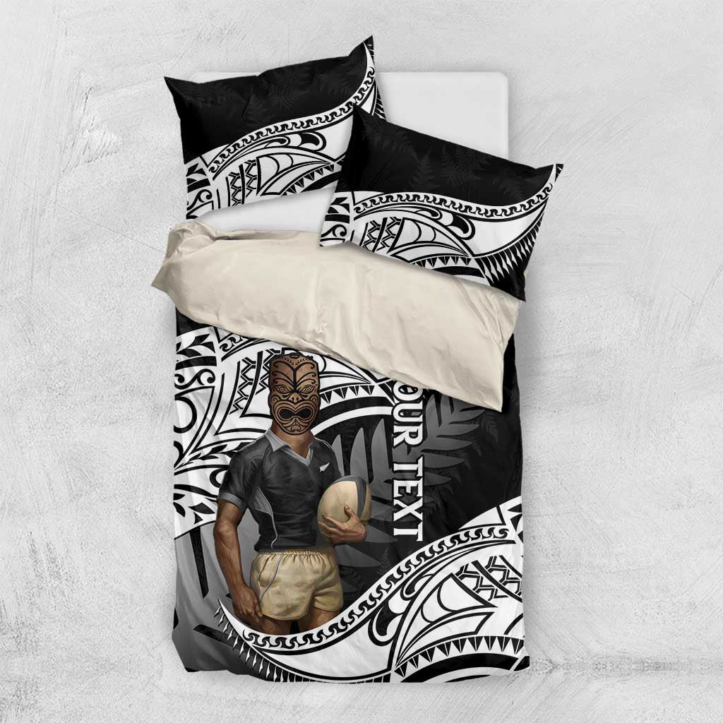 Custom New Zealand Silver Fern Rugby Bedding Set 2024 Aotearoa Maori Mascot Go All Black LT14 US Twin 172cm x 218cm Black - Polynesian Pride