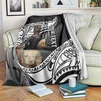 Custom New Zealand Silver Fern Rugby Blanket 2024 Aotearoa Maori Mascot Go All Black LT14 Black - Polynesian Pride