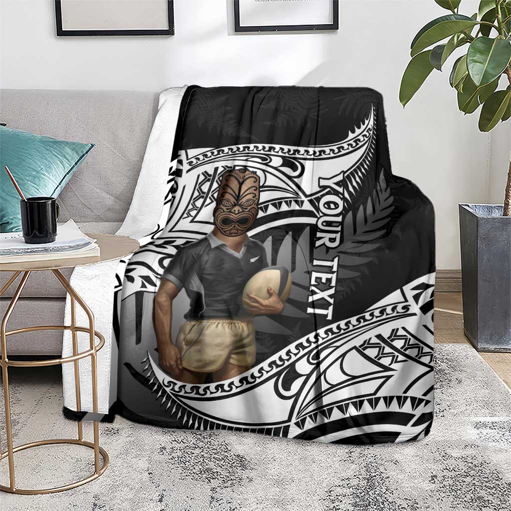 Custom New Zealand Silver Fern Rugby Blanket 2024 Aotearoa Maori Mascot Go All Black LT14 - Polynesian Pride