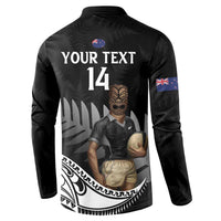 Custom New Zealand Silver Fern Rugby Button Sweatshirt 2024 Aotearoa Maori Mascot Go All Black LT14 - Polynesian Pride
