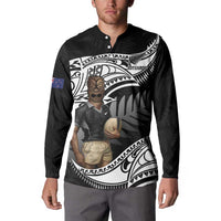 Custom New Zealand Silver Fern Rugby Button Sweatshirt 2024 Aotearoa Maori Mascot Go All Black LT14 - Polynesian Pride