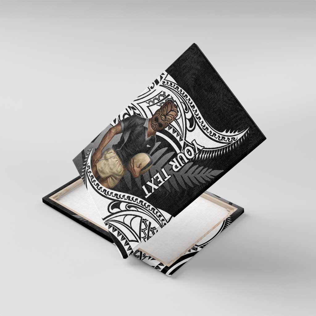 Custom New Zealand Silver Fern Rugby Canvas Wall Art 2024 Aotearoa Maori Mascot Go All Black LT14 With Frame Black - Polynesian Pride