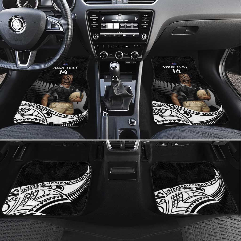 Custom New Zealand Silver Fern Rugby Car Mats 2024 Aotearoa Maori Mascot Go All Black LT14 Set 4pcs Black - Polynesian Pride
