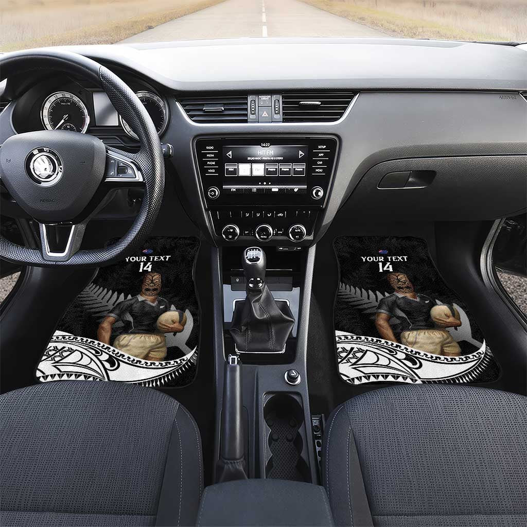 Custom New Zealand Silver Fern Rugby Car Mats 2024 Aotearoa Maori Mascot Go All Black LT14 Set 2pcs - Front Black - Polynesian Pride