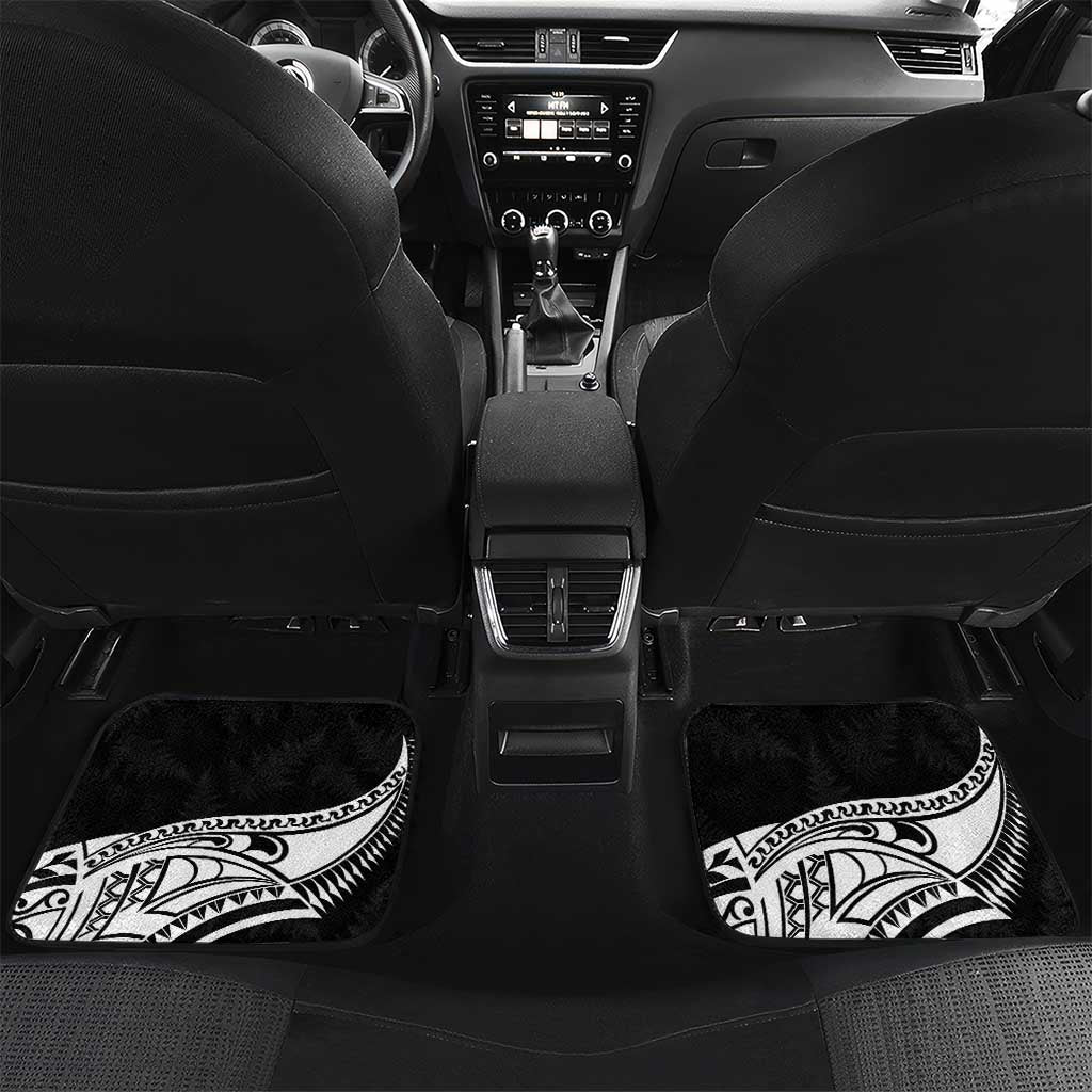 Custom New Zealand Silver Fern Rugby Car Mats 2024 Aotearoa Maori Mascot Go All Black LT14 Set 2pcs - Back Black - Polynesian Pride