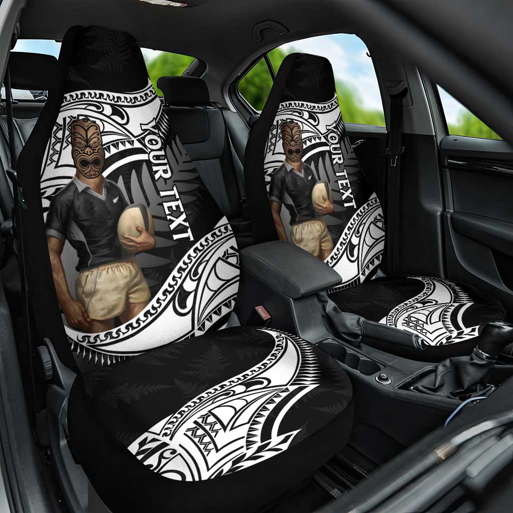 Custom New Zealand Silver Fern Rugby Car Seat Cover 2024 Aotearoa Maori Mascot Go All Black LT14 One Size Black - Polynesian Pride