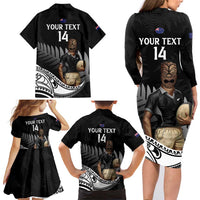 Custom New Zealand Silver Fern Rugby Family Matching Long Sleeve Bodycon Dress and Hawaiian Shirt 2024 Aotearoa Maori Mascot Go All Black LT14 - Polynesian Pride