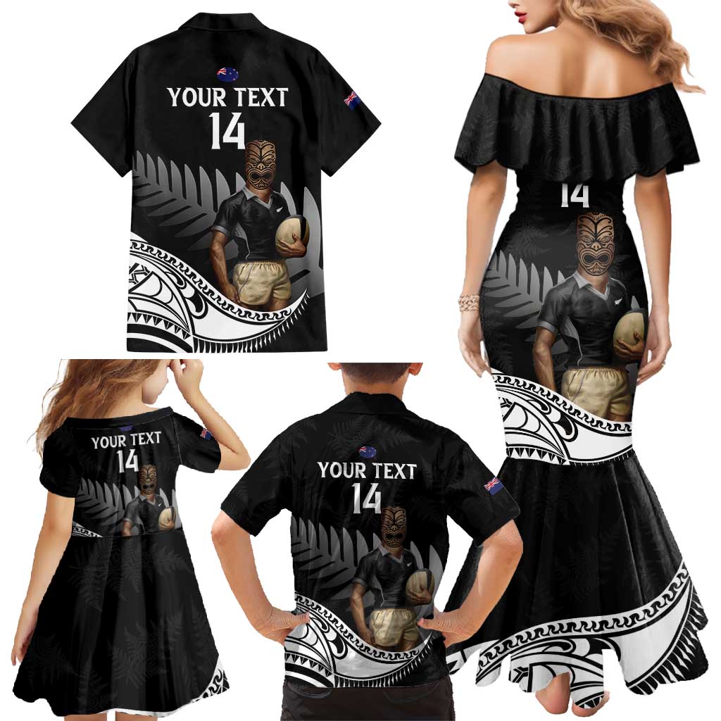 Custom New Zealand Silver Fern Rugby Family Matching Mermaid Dress and Hawaiian Shirt 2024 Aotearoa Maori Mascot Go All Black LT14 - Polynesian Pride