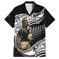 Custom New Zealand Silver Fern Rugby Family Matching Off Shoulder Maxi Dress and Hawaiian Shirt 2024 Aotearoa Maori Mascot Go All Black LT14 Dad's Shirt - Short Sleeve Black - Polynesian Pride