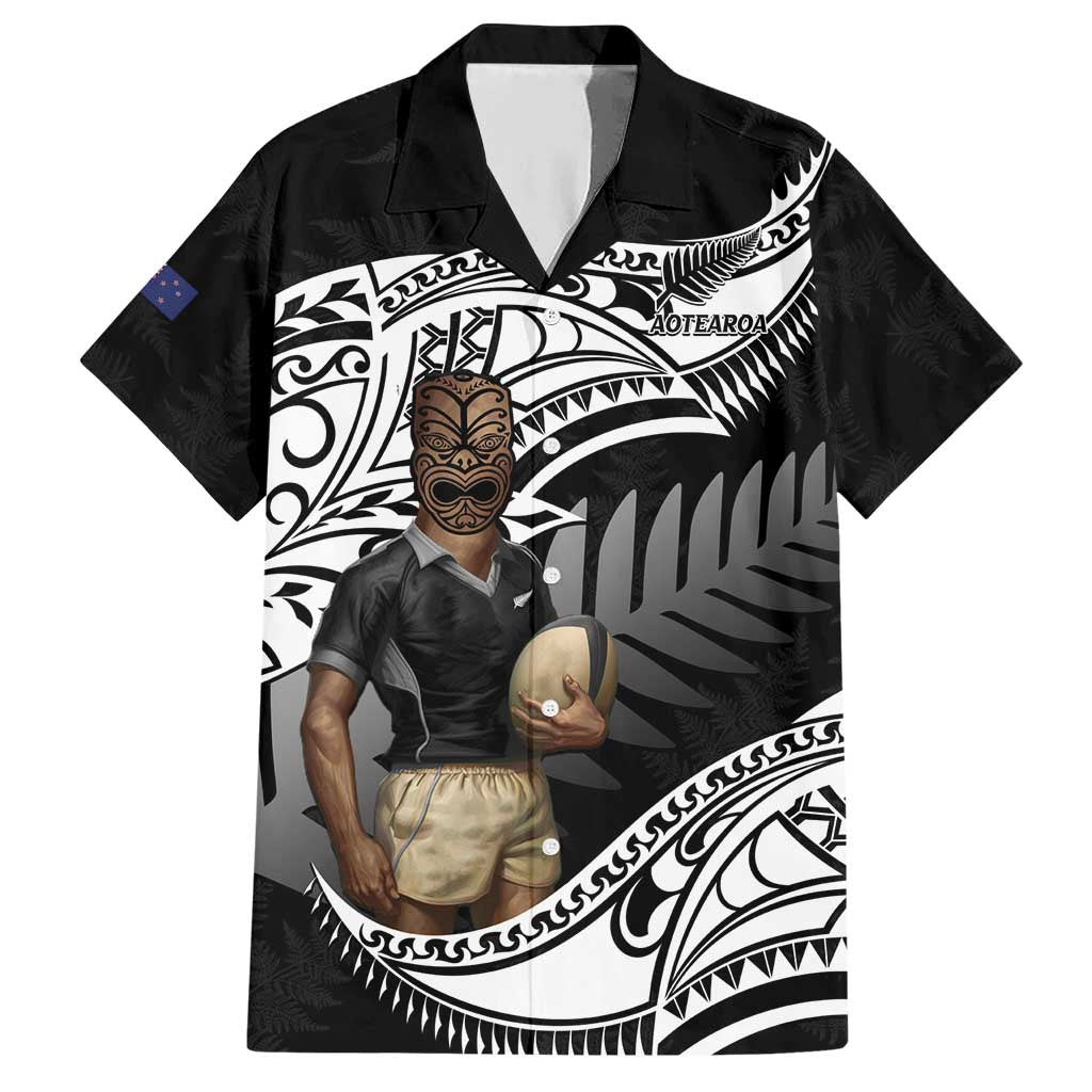 Custom New Zealand Silver Fern Rugby Family Matching Short Sleeve Bodycon Dress and Hawaiian Shirt 2024 Aotearoa Maori Mascot Go All Black LT14 Dad's Shirt - Short Sleeve Black - Polynesian Pride