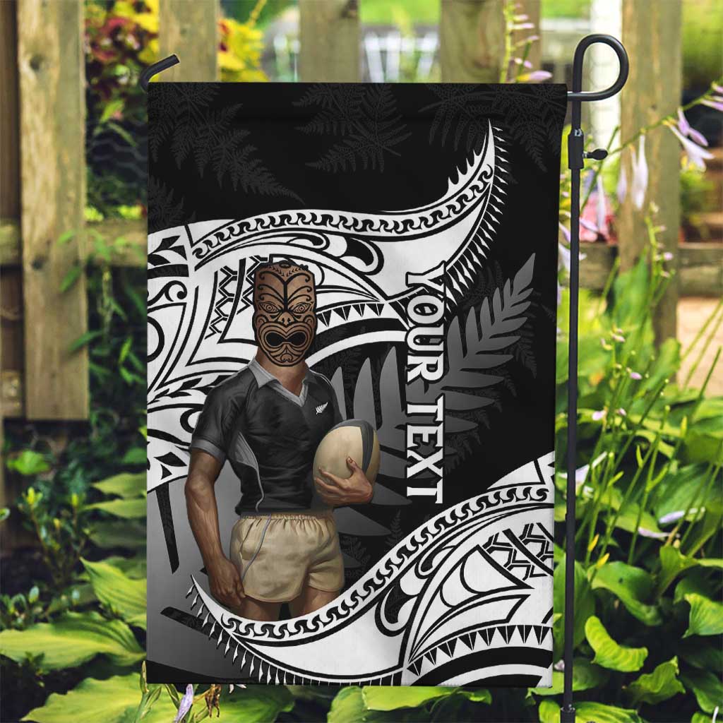 Custom New Zealand Silver Fern Rugby Garden Flag 2024 Aotearoa Maori Mascot Go All Black LT14 Garden Flag Black - Polynesian Pride