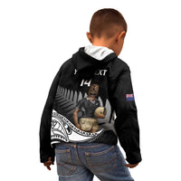 Custom New Zealand Silver Fern Rugby Kid Hoodie 2024 Aotearoa Maori Mascot Go All Black LT14 - Polynesian Pride