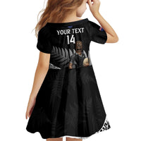 Custom New Zealand Silver Fern Rugby Kid Short Sleeve Dress 2024 Aotearoa Maori Mascot Go All Black LT14 - Polynesian Pride
