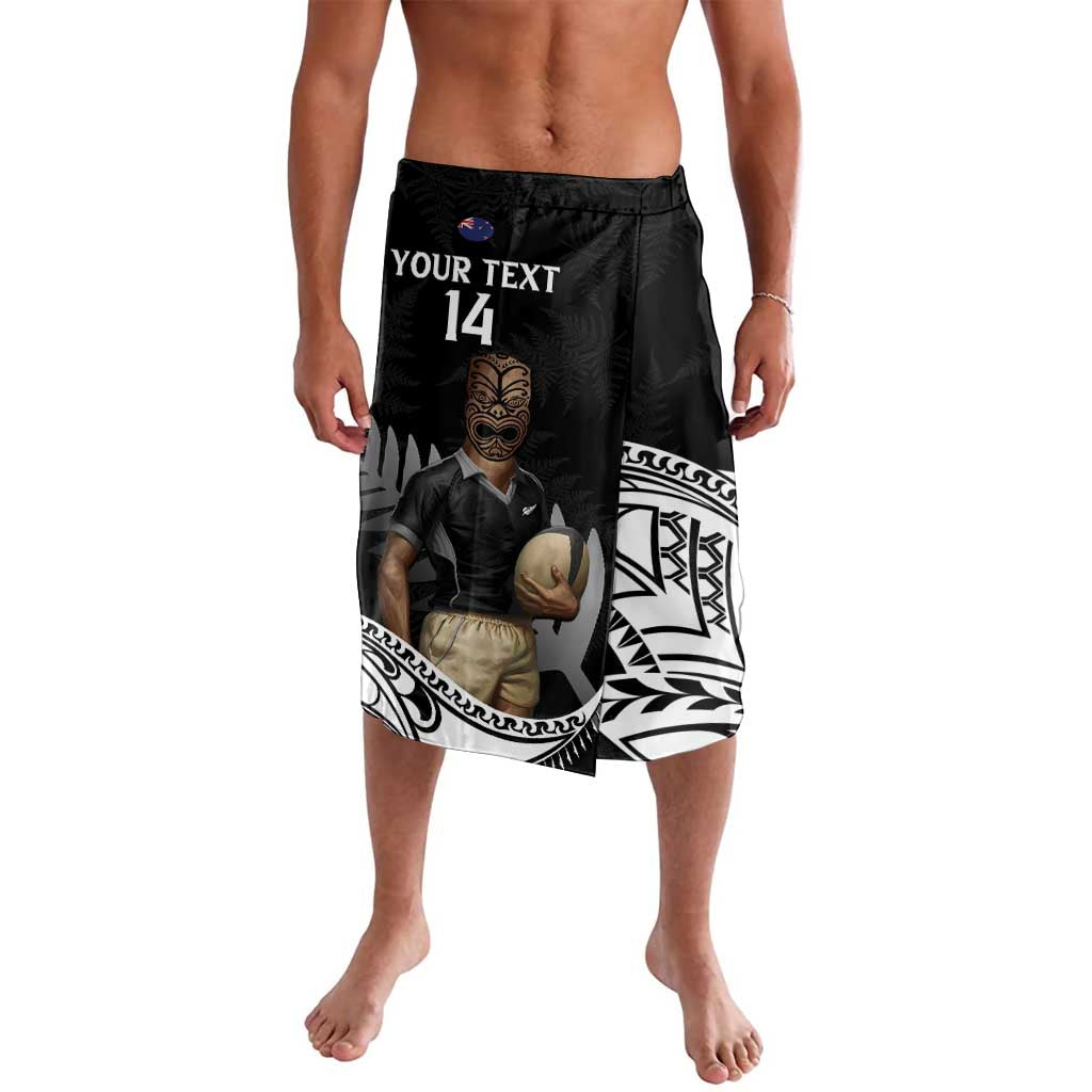 Custom New Zealand Silver Fern Rugby Lavalava 2024 Aotearoa Maori Mascot Go All Black LT14 Black - Polynesian Pride