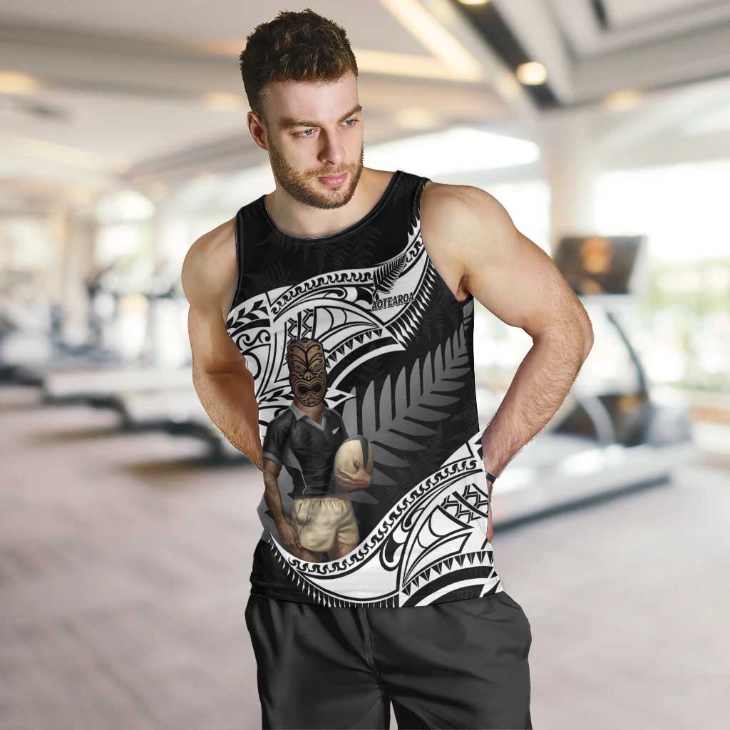 Custom New Zealand Silver Fern Rugby Men Tank Top 2024 Aotearoa Maori Mascot Go All Black LT14 Black - Polynesian Pride