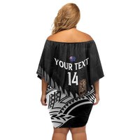 Custom New Zealand Silver Fern Rugby Off Shoulder Short Dress 2024 Aotearoa Maori Mascot Go All Black LT14 - Polynesian Pride